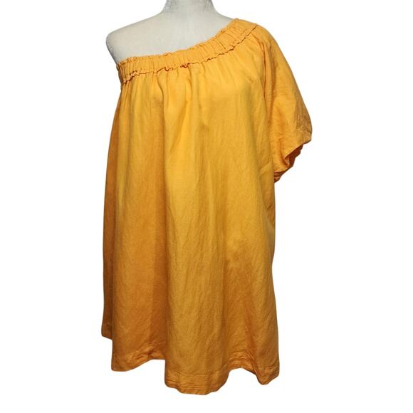 By Anthropologie one shoulder waistless mini dress linen blend woman's size xs - Picture 4 of 11